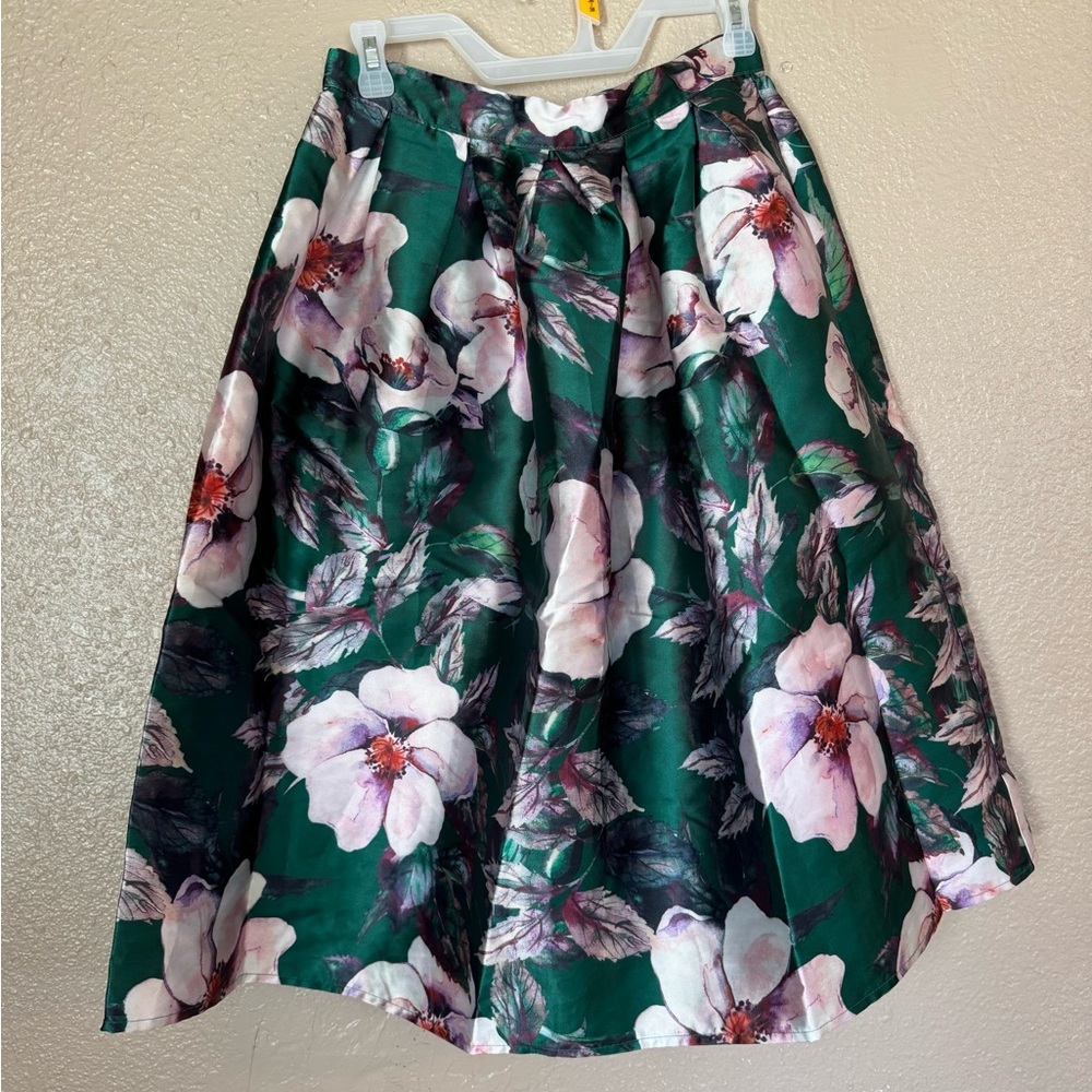 Retro Style Housewife Green Midi A-Line Skirt